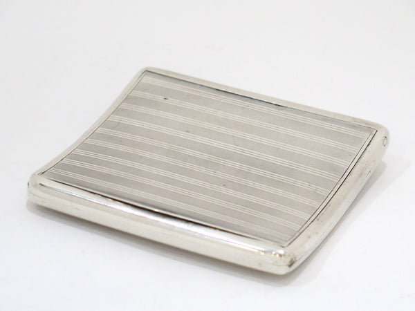 3 3/8 in - 900 Silver Gilt Interior Vintage German Curved Striped Cigarette Case