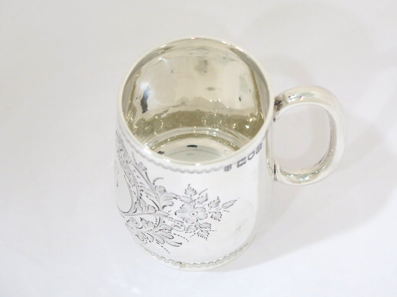 3 in - Sterling Silver Gibson, Belfast Antique 1899 Floral Child's Cup