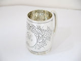 3 in - Sterling Silver Gibson, Belfast Antique 1899 Floral Child's Cup