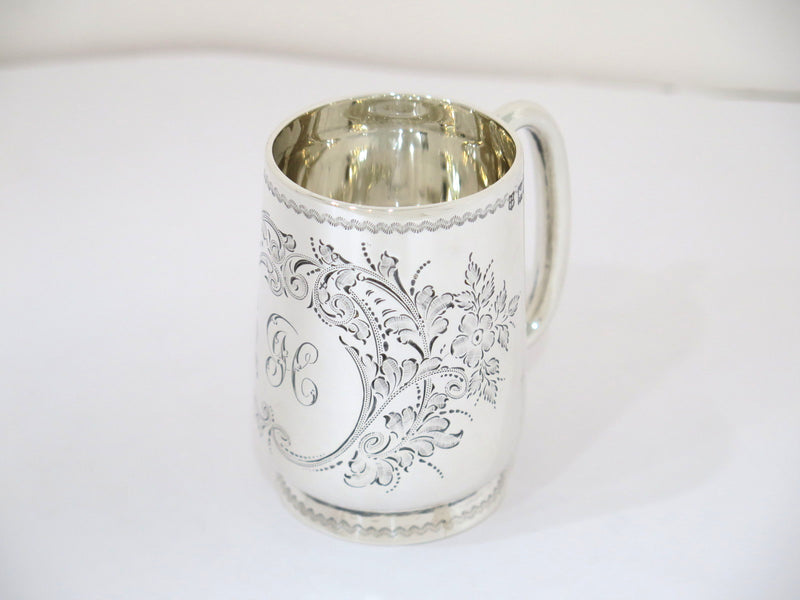 3 in - Sterling Silver Gibson, Belfast Antique 1899 Floral Child's Cup