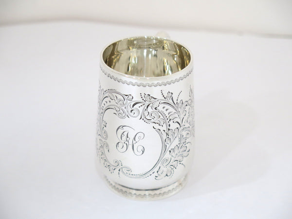 3 in - Sterling Silver Gibson, Belfast Antique 1899 Floral Child's Cup