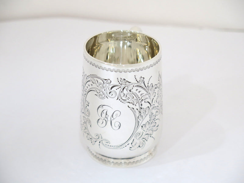 3 in - Sterling Silver Gibson, Belfast Antique 1899 Floral Child's Cup