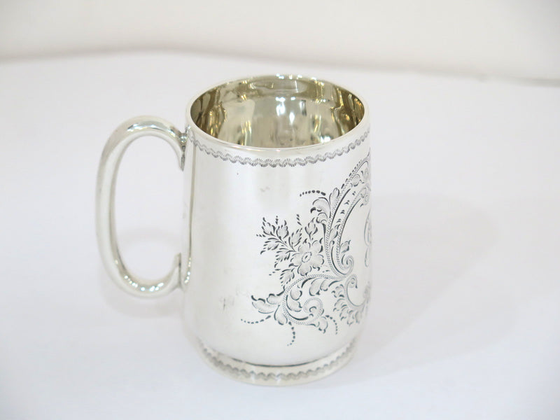 3 in - Sterling Silver Gibson, Belfast Antique 1899 Floral Child's Cup