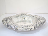 15 in - Sterling Silver Gorham Antique Peony Repousse Oval Serving Bowl
