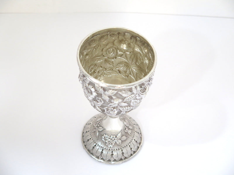 6 5/8 in - Sterling Silver Schofield Antique Floral Repousse Goblet
