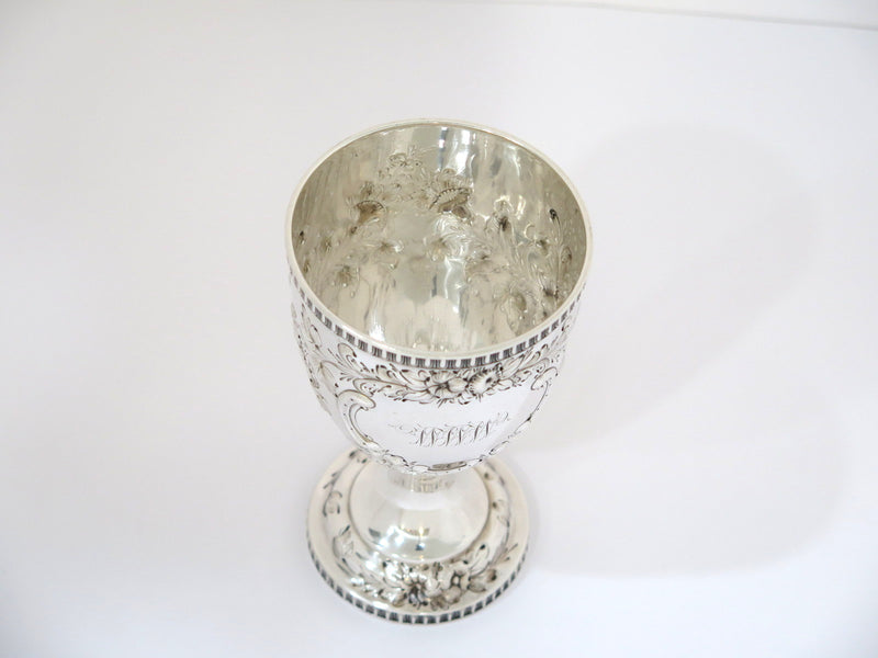 5 7/8 in - Coin Silver William Gale & Son Antique 1853-66 Floral Goblet