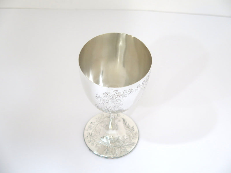 6 in - Sterling Silver Antique English 1868 Foliate Motifs Goblet