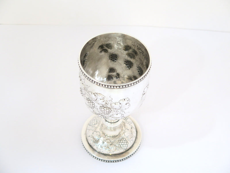 6 7/8 in - Coin Silver Jones, Ball & Co. Antique 1853-55 Grapevine Motif Goblet