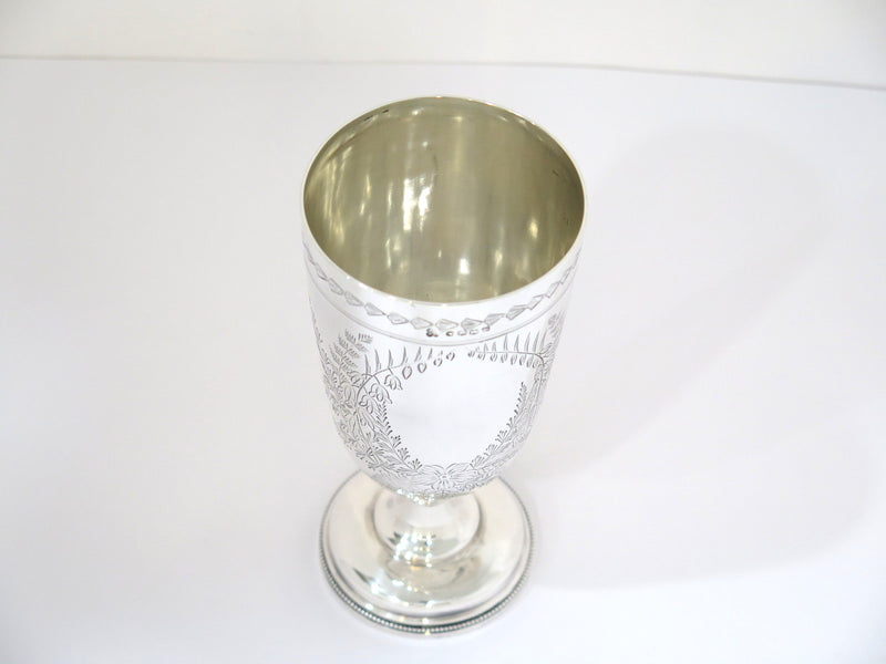 7 3/8 in - Sterling Silver Antique English 1857-58 Floral Motif Goblet