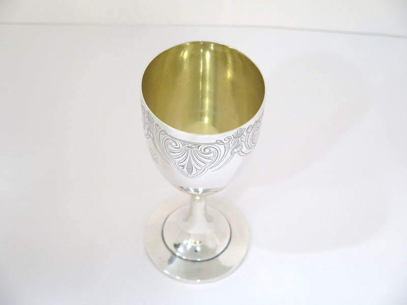 6 7/8 in Coin Silver Gilt Interior Peter L. Krider Antique Greek Revival Goblet