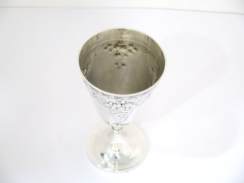 6 3/8 in - Sterling Silver Gorham Antique Fruit Flower Motif Goblet