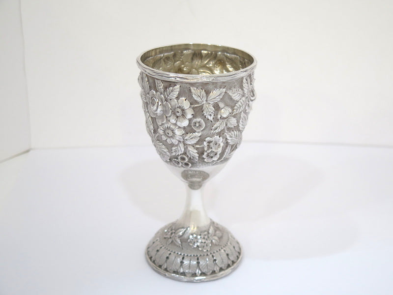 6 5/8 in - Sterling Silver Schofield Antique Floral Repousse Goblet
