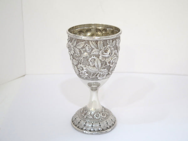 6 5/8 in - Sterling Silver Schofield Antique Floral Repousse Goblet