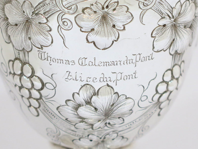 6 in Sterling Silver Gilt Interior Gorham Antique c. 1914 Grapevine Motif Goblet