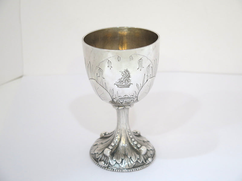 5 5/8 in Sterling Silver Savage & Lyman Antique Canadian Water Lily Motif Goblet