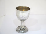 5 5/8 in Sterling Silver Savage & Lyman Antique Canadian Water Lily Motif Goblet