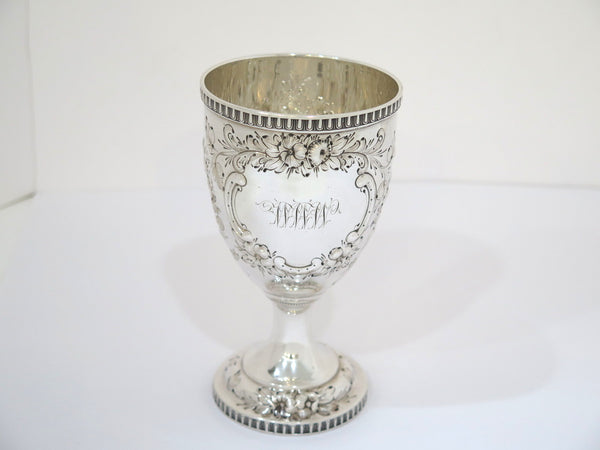 5 7/8 in - Coin Silver William Gale & Son Antique 1853-66 Floral Goblet