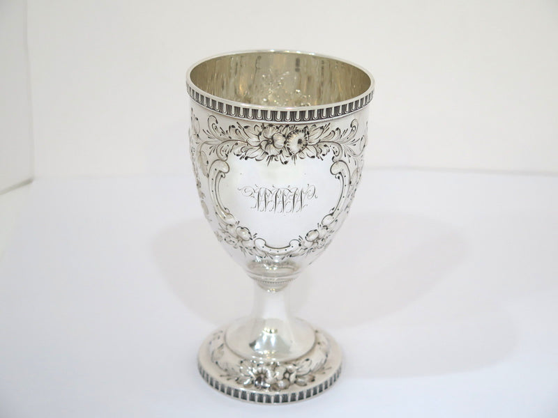 5 7/8 in - Coin Silver William Gale & Son Antique 1853-66 Floral Goblet