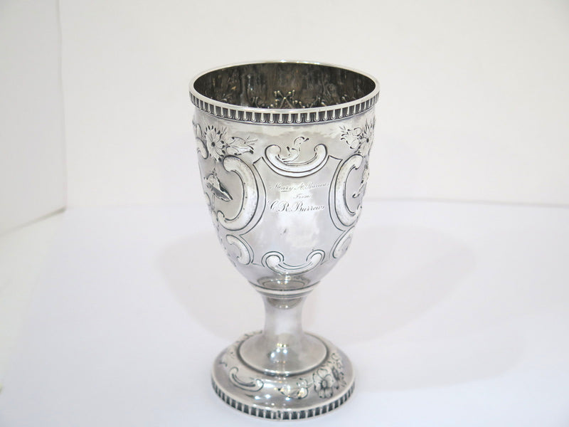 6.25 in - Coin Silver William Gale & Son, New York Antique 1853-66 Floral Goblet