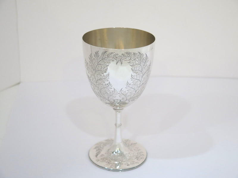 6 in - Sterling Silver Antique English 1868 Foliate Motifs Goblet