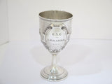 6.5 in - Coin Silver Antique American c. 1864 Grapevine Motif Goblet
