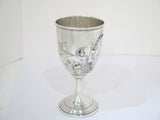 6.5 in - Coin Silver Antique American c. 1864 Grapevine Motif Goblet