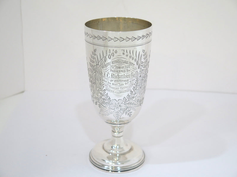 7 3/8 in - Sterling Silver Antique English 1857-58 Floral Motif Goblet