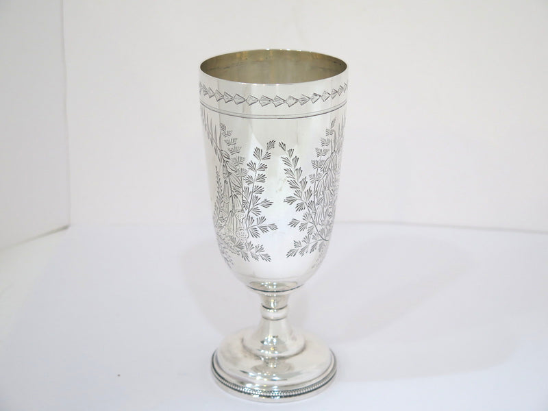 7 3/8 in - Sterling Silver Antique English 1857-58 Floral Motif Goblet