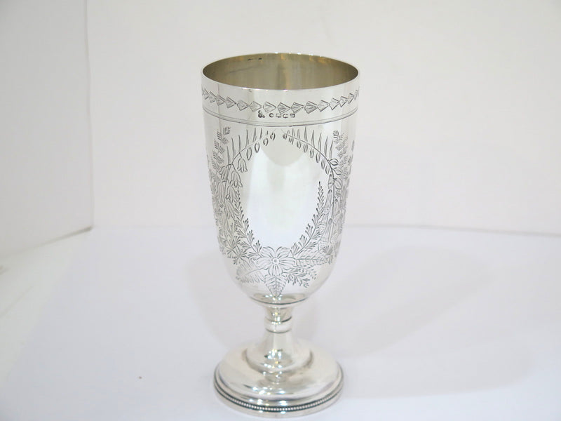7 3/8 in - Sterling Silver Antique English 1857-58 Floral Motif Goblet