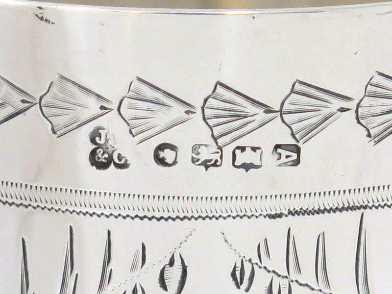 7 3/8 in - Sterling Silver Antique English 1857-58 Floral Motif Goblet
