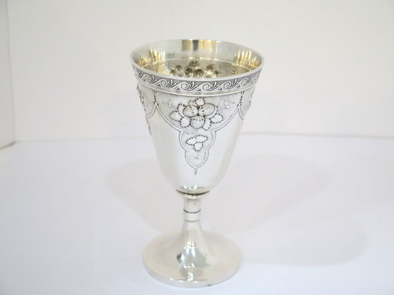 6 3/8 in - Sterling Silver Gorham Antique Fruit Flower Motif Goblet