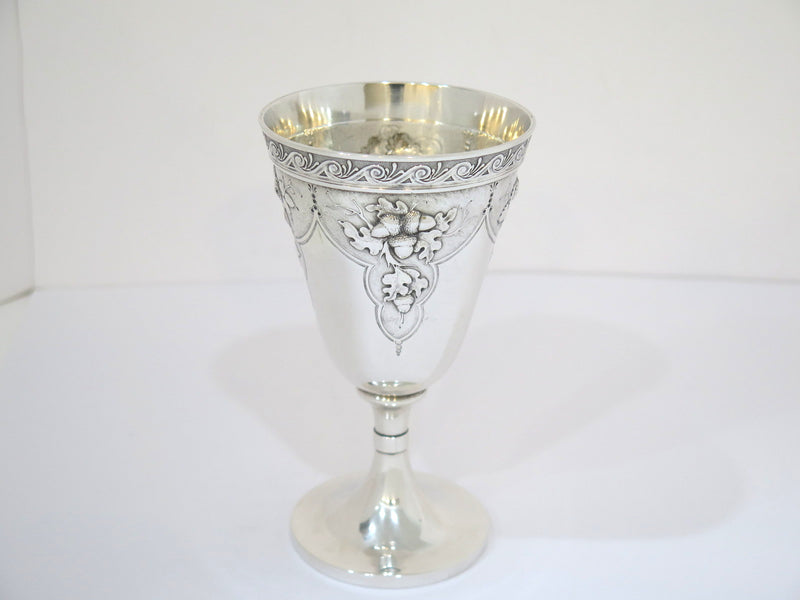 6 3/8 in - Sterling Silver Gorham Antique Fruit Flower Motif Goblet