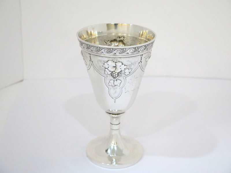6 3/8 in - Sterling Silver Gorham Antique Fruit Flower Motif Goblet