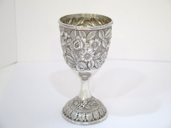 6 5/8 in - Sterling Silver Schofield Antique Floral Repousse Goblet