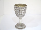 Set of Three 6 5/8 in Sterling Silver Schofield Antique Floral Repousse Goblets