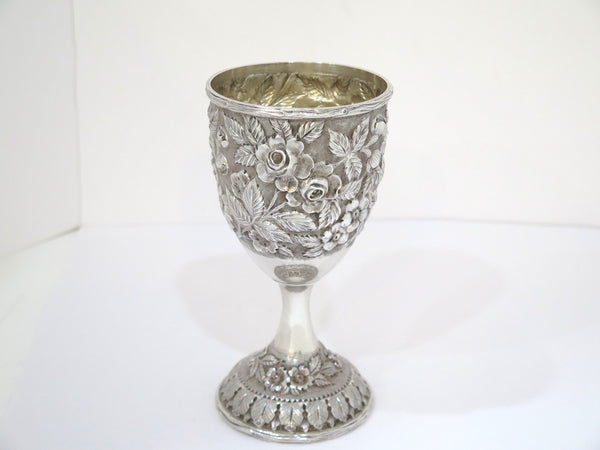 6 5/8 in - Sterling Silver Schofield Antique Floral Repousse Goblet