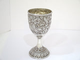 Pair of 6 5/8 in - Sterling Silver Schofield Antique Floral Repousse Goblets