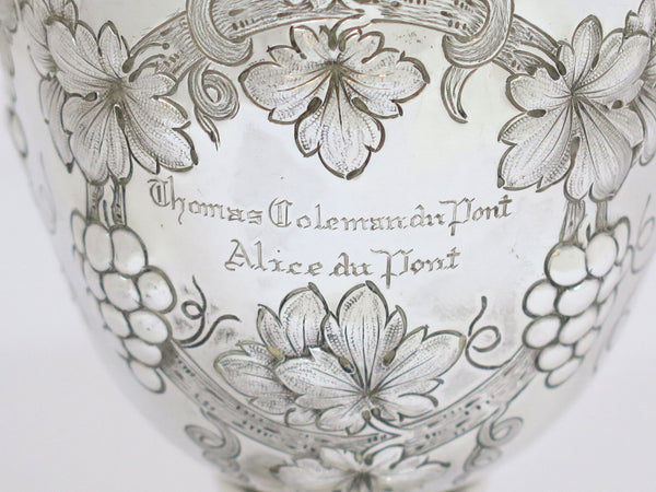 6 in Sterling Silver Gilt Interior Gorham Antique c. 1914 Grapevine Motif Goblet