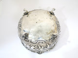 8 7/8 in - European Silver Antique German Celebrating Cupids Footed Serving Bowl