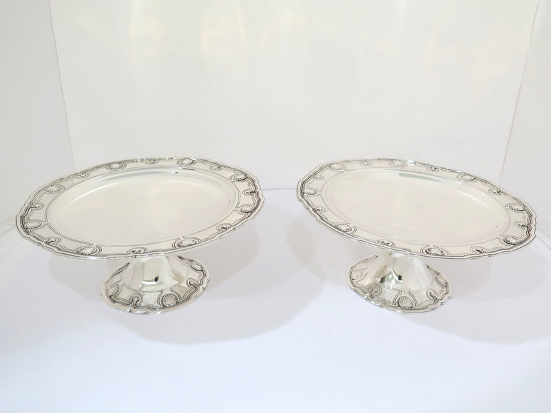 Pair of 8.75 in - Sterling Silver Tiffany & Co. Antique Scallop Motif Compotes