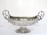 14 in 916 Silver S. Kirk & Son Antique 1896 Floral Repousse Footed Serving Bowl