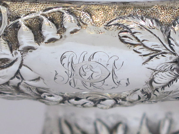 14 in 916 Silver S. Kirk & Son Antique 1896 Floral Repousse Footed Serving Bowl