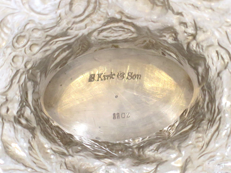 14 in 916 Silver S. Kirk & Son Antique 1896 Floral Repousse Footed Serving Bowl