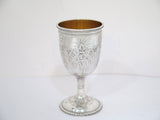 6 3/8 in - Coin Silver Gale & Willis Antique 1859-65 Floral Motif Goblet