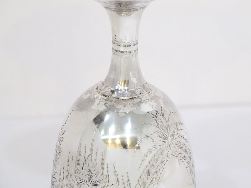 6 3/8 in - Coin Silver Gale & Willis Antique 1859-65 Floral Motif Goblet