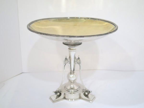10" Sterling Silver Gilded Plate Browne & Spaulding Antique c 1871 Fancy Compote