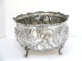 8 7/8 in - European Silver Antique German Celebrating Cupids Footed Serving Bowl