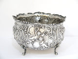 8 7/8 in - European Silver Antique German Celebrating Cupids Footed Serving Bowl