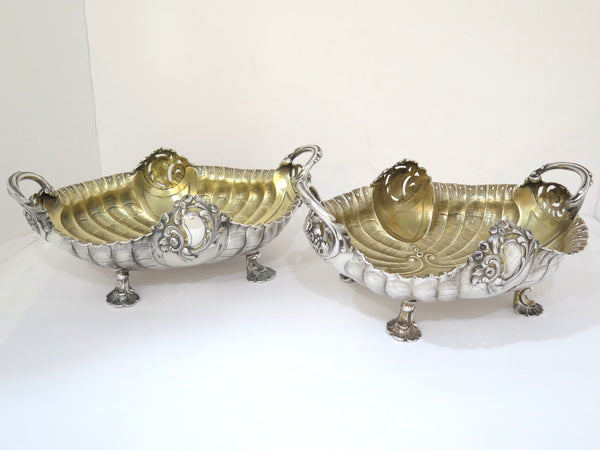 Pair of 11" European Silver H. Ahrens Antique German Shell-Shaped Serving Bowls