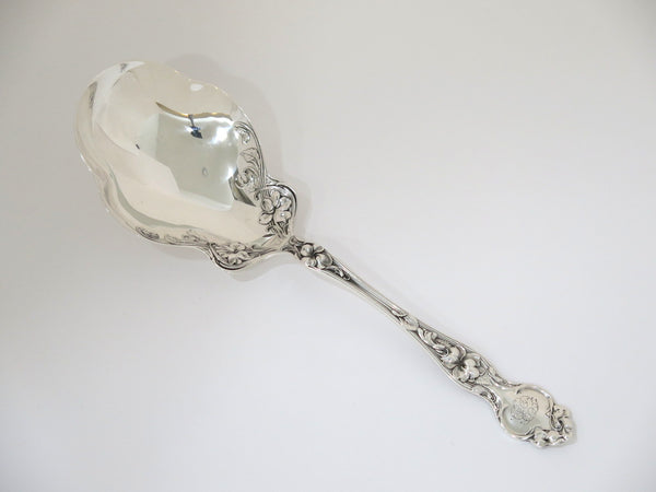 9 in - Sterling Silver Wallace Antique Hibiscus Flower Motif Serving Spoon